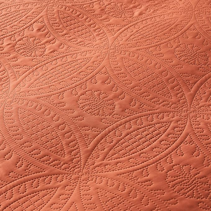 akkialla 118"x106" Burnt Orange California King Quilt Set, Oversized - Image 7