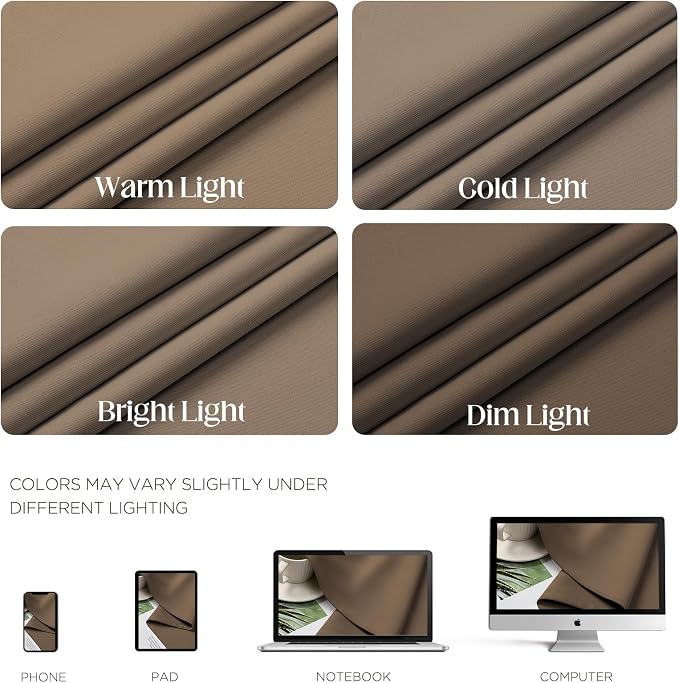 CUCRAF Khaki Blackout Curtains 96 inch Length 2 Panels Set, Room Darkening - Image 4