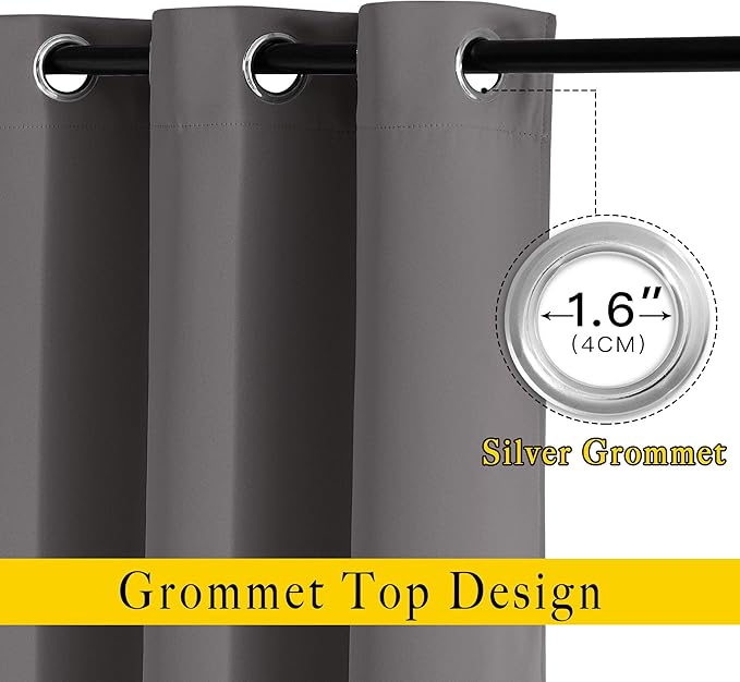NICETOWN Grey Room Darkening Curtains Blackout 30 inch Curtains - Image 2