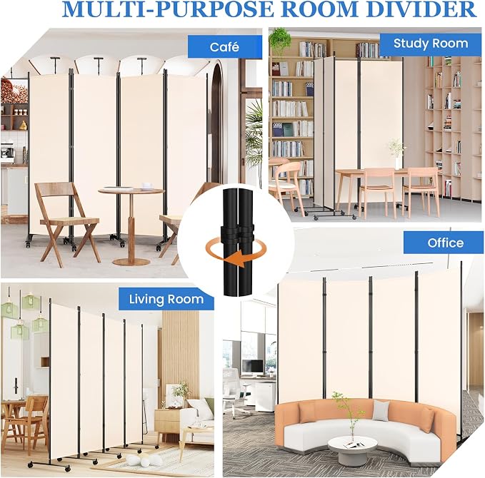 SUNALLY Room Divider Privacy Screens, 6 Panels Dividers - Image 7