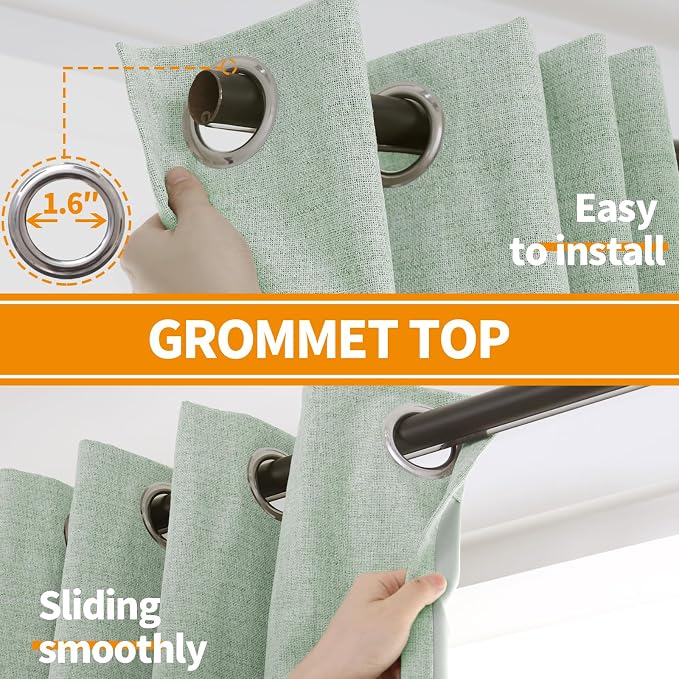 YoungsTex Green Linen Blackout Curtains 63 Inch Length - Image 7