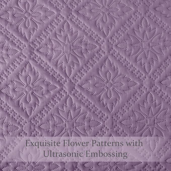Exclusivo Mezcla Full Queen Quilt Set, Dusty Lavender | Lightweight Soft - Image 5