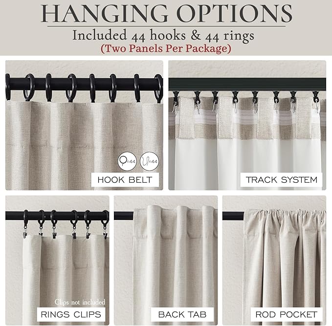 Extra Wide 70 Inch Length Blackout Curtains & Drapes 120 Inches Long 2 Panels - Image 3