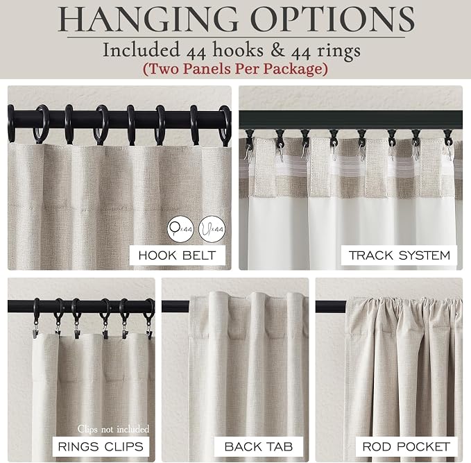Extra Wide 70 Inch Length Blackout Curtains & Drapes 92 Inches Long 2 Panels Set - Image 3