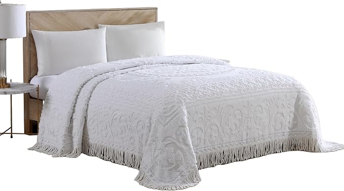 Beatrice Home Fashions Medallion Full Cotton Chenille Bedspread, cozy plush by BeatriceHomeFashions