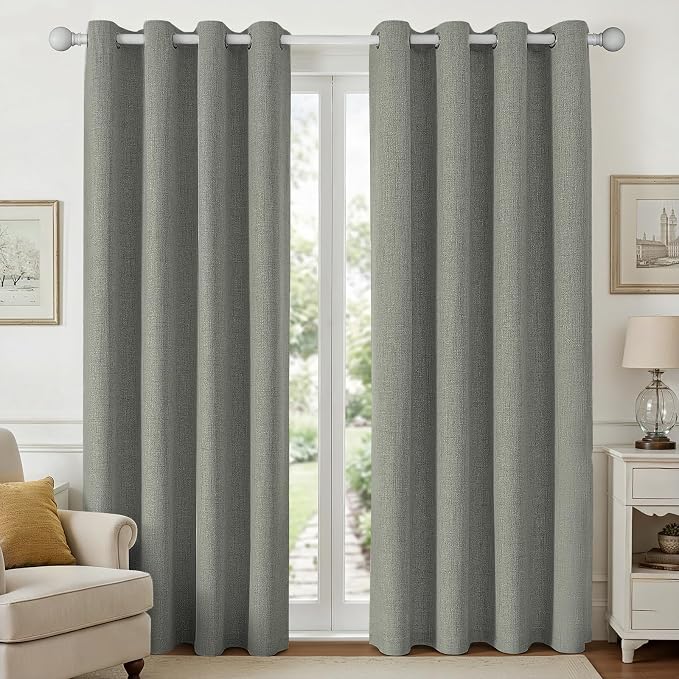 Joydeco Dark Grey Black Out Curtains 72 Inch Long 2 Panels Set, Curtains 100% by JOYDECO