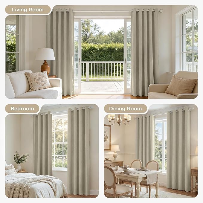 Joydeco Blackout Curtains 63 Inches Long 2 Panels Burg, Room Darkening Curtains - Image 7