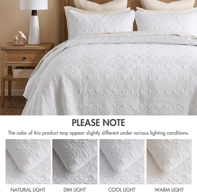 Madison Park Queen Quilt Bedding Set, Cottage-Inspired Damask, Classic Stitch - Image 8