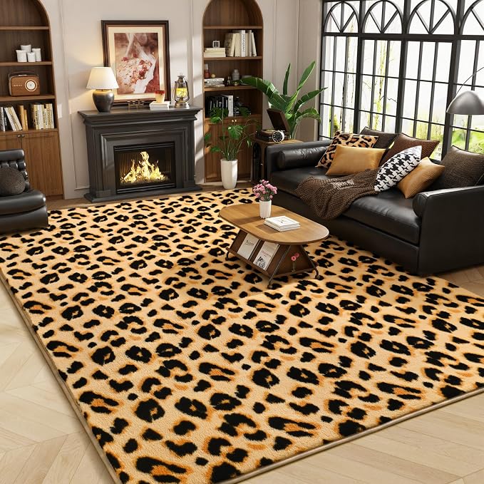 Soft Leopard Rugs for Bedroom Living Room, 6x9 Cheetah Print Rug | Fluffy - Image 6