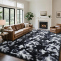 Mottled Black 8x10 Area Rugs for Living Room, Fluffy Shag Rug Large Carpet | by Yongyangjuxi