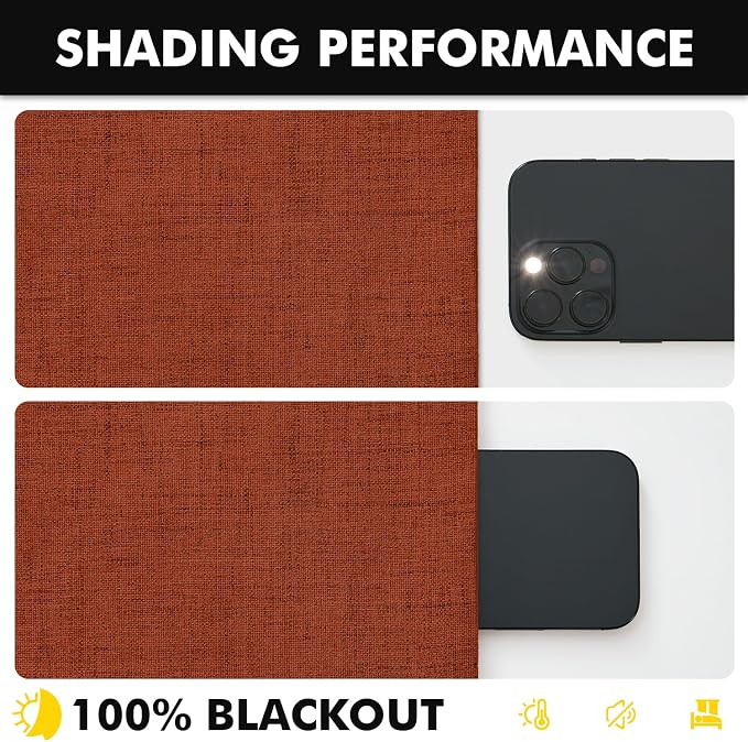 MIULEE Fall 100% Blackout Linen Curtains 42 x 72 Inch Burnt Orange 2 Panels | - Image 7
