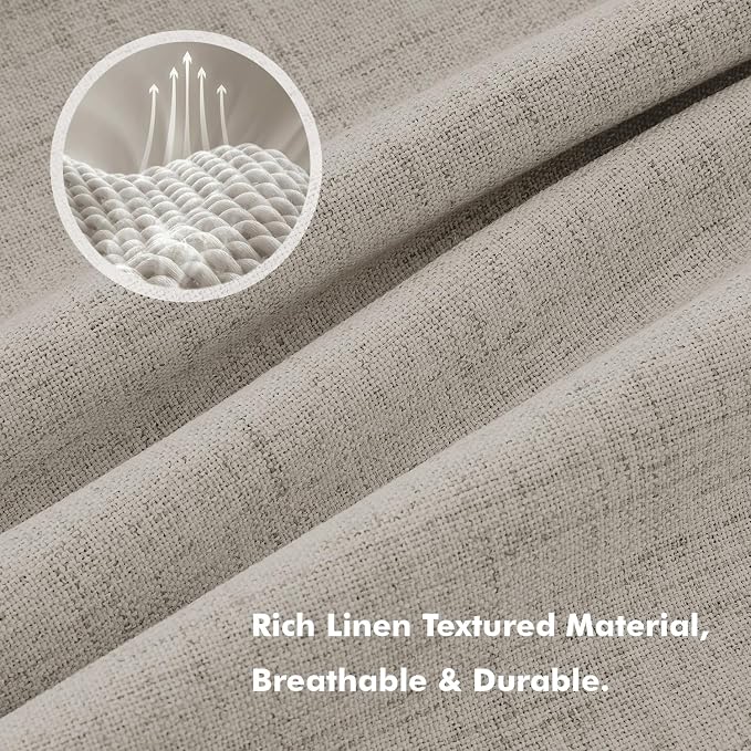 MIULEE 100% Blackout Linen Curtains 42 x 84 Inch Pebble Taupe 2 Panels | - Image 3