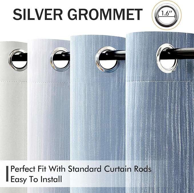 MIULEE Stone Blue and Greyish White Ombre Blackout Curtains 52Wx54L | Full Room - Image 2