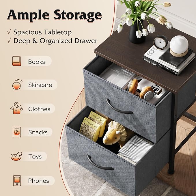 WLIVE Night Stand Set 2, Dresser and Nightstand Sets, Small Dresser - Image 4