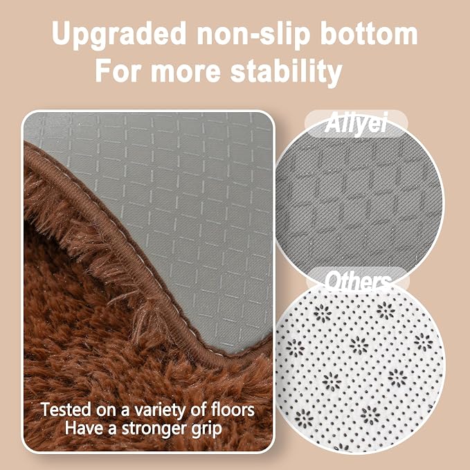 Soft Runner Rugs for Bedroom Hallways, 2x5 Brown Fluffy Shag Throw Area Rug Non - Image 6