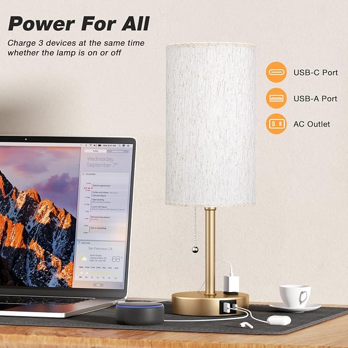 17in Bedside Table Lamp for Bedroom, Desk Lamp - Image 3