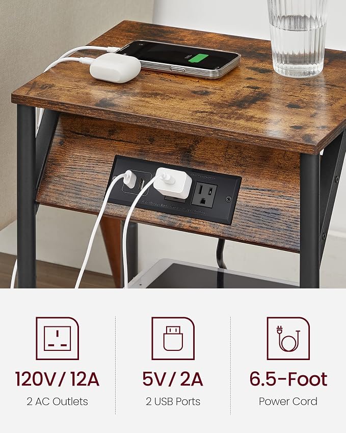 VASAGLE End Table with Charging Station, Small Side Tables - Image 4