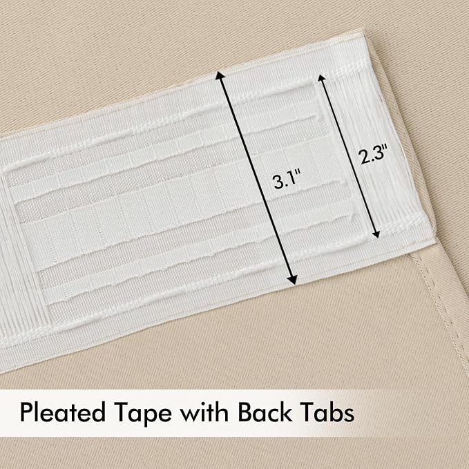 MIULEE Cream Beige Back Tab Blackout Curtains 52x105 Inch Long 2 Panels Set | - Image 4