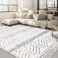 Nakagishi Boho 5x7 Area Rug Living Room Rugs Machine Washable Grey White | Soft by NakagishiAreaRug