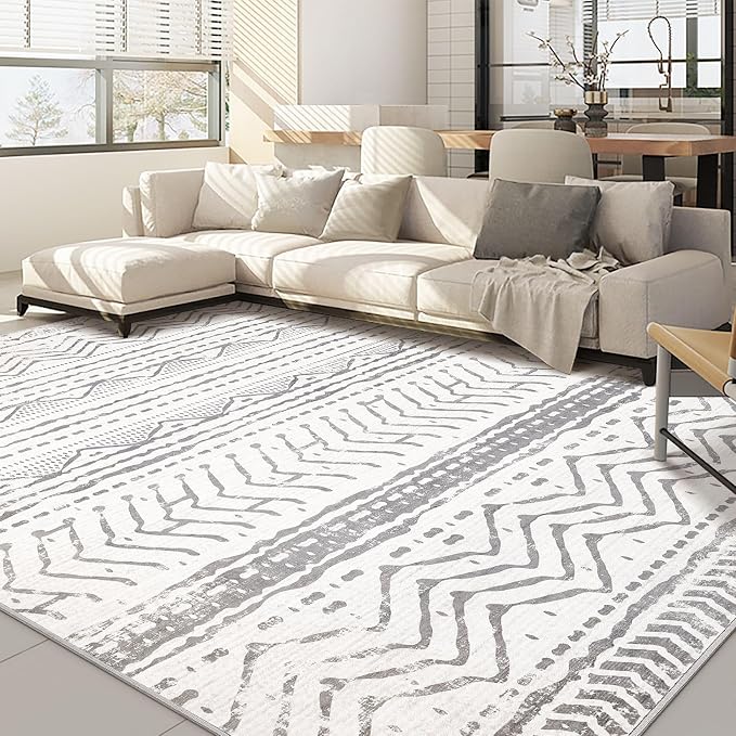 Nakagishi Area Rugs 9x12 Living Room: Washable Boho Large Neutral Modern Soft by NakagishiAreaRug
