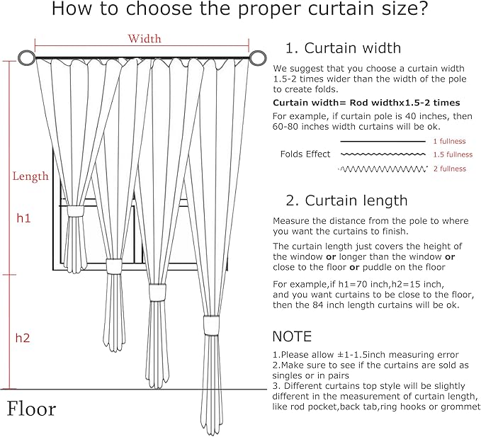 Vision Home Blue Gray Pinch Pleated Full Blackout Curtains Linen Blended Room - Image 8