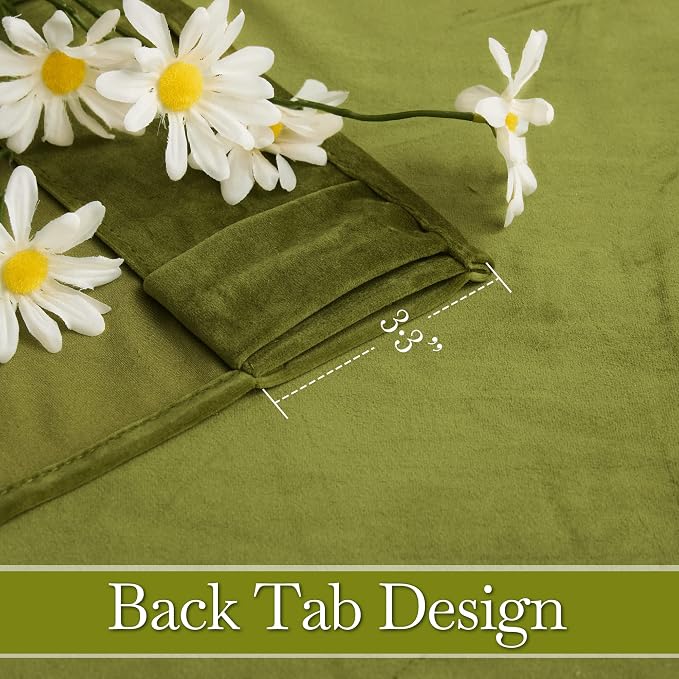 RYB HOME Moss Green Velvet Blackout Curtains - Image 4