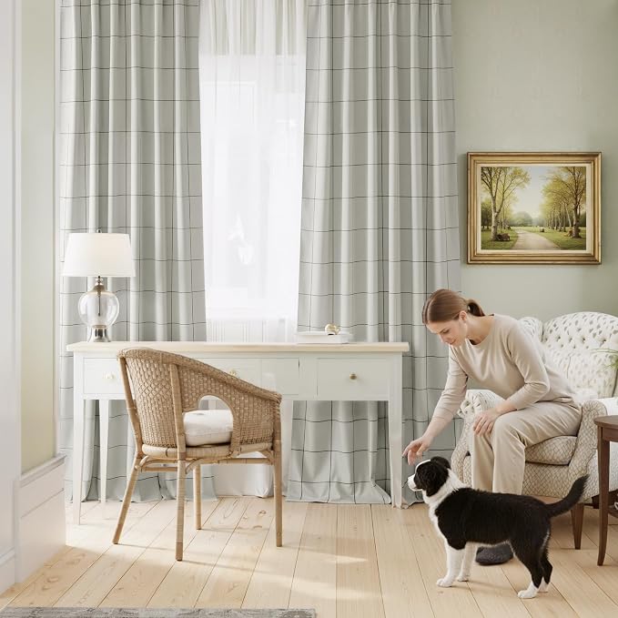 NICETOWN 100% Blackout Plaid Nursery Curtains, 2 Panels | Rod Pocket & Back Tab - Image 8