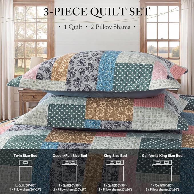 Etwel Lightweight Patchwork Queen Size Quilt Set - Image 6