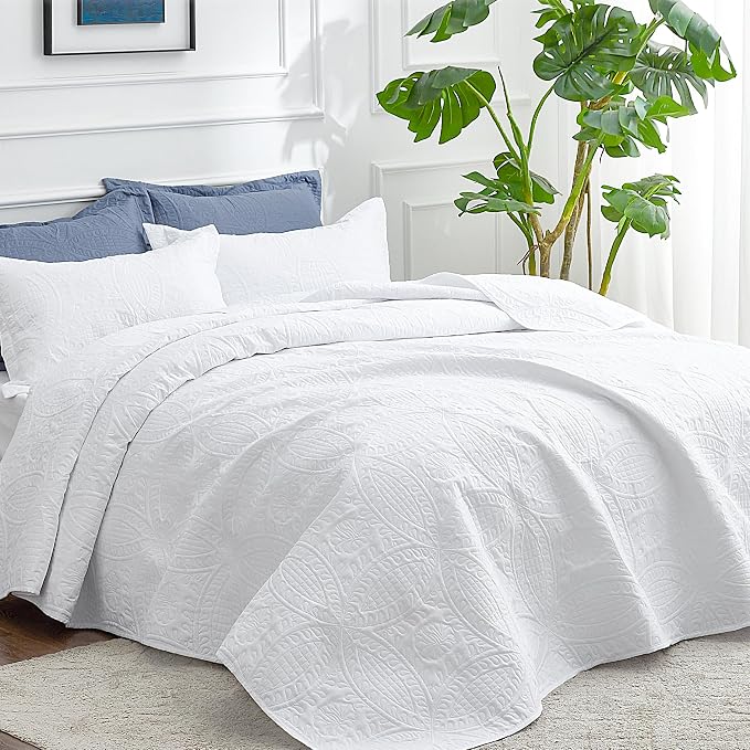 Love's cabin Twin Quilt Set White Bedspreads - Image 2