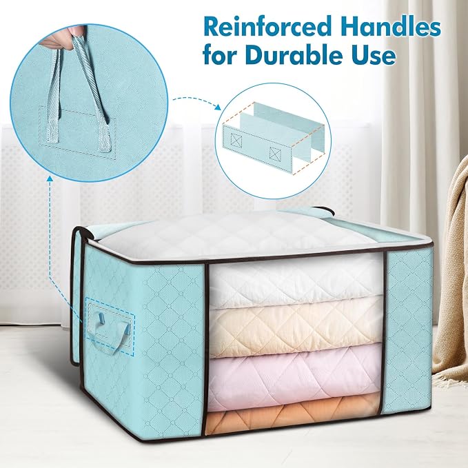 90L Large Storage Bags, 8 Pack Clothes Storage Bins Closet Organizers | - Image 3
