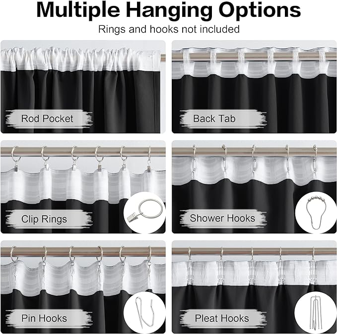 Black Blackout Thermal Insulated Curtains Heat Blocking Energy Saving Curtains - Image 3