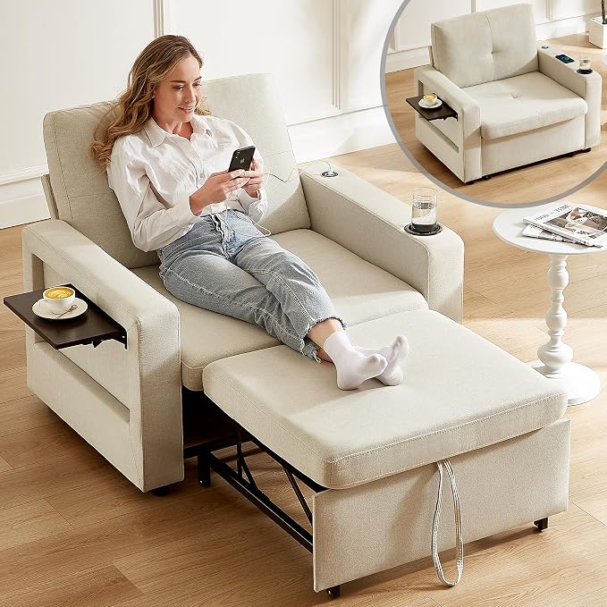 WEUP 42.5" Sleeper Sofa Chair Bed, 3-in-1 Convertible Sleeper Chair by Unknown