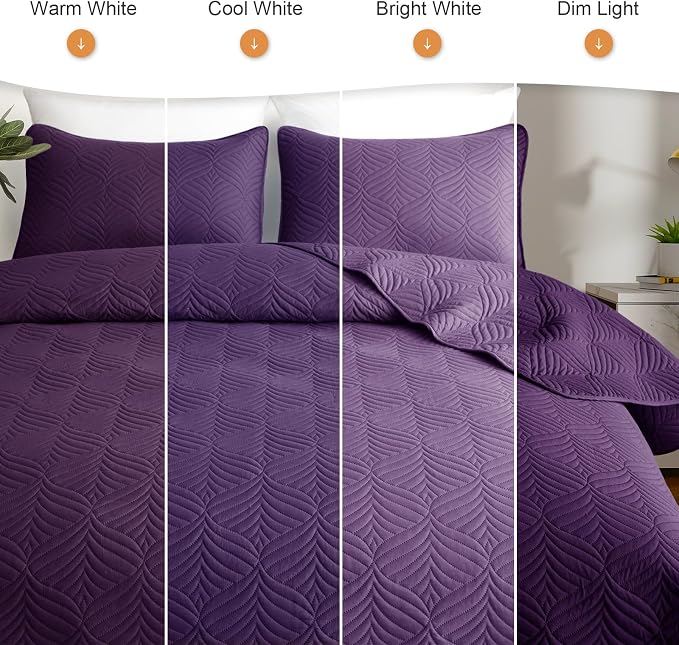 Whale Flotilla Soft Cal King Quilt Bedding Set, Lightweight Bedspreads | Purple - Image 5