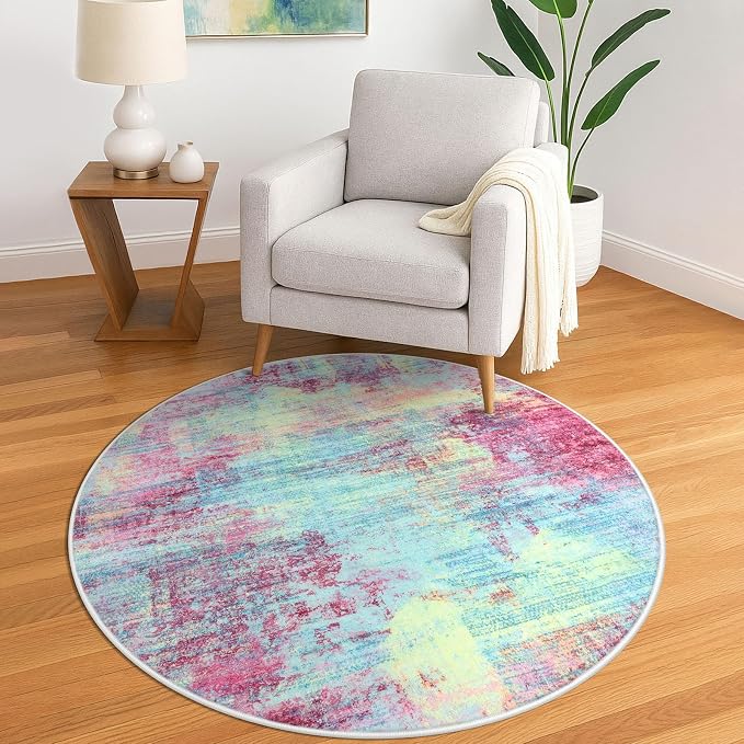 Round Area Rug 5 Ft Circle Entryway Rugs Round Washable Door Mat Indoor Entrance by iOhouze
