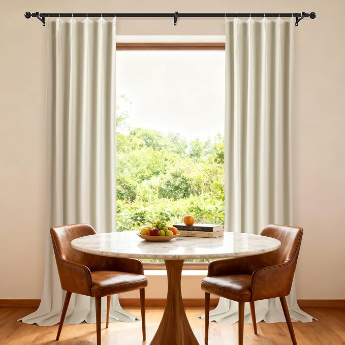 Etherealveil Beige Pinch Pleated Blackout Curtains 2 Panels 40"x108" | Back Tabs - Image 2