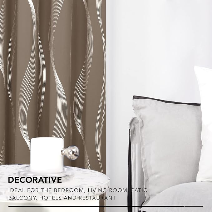 Deconovo Curtains for Living Room, Pattern Blackout Curtains 72 Inches Long | - Image 3