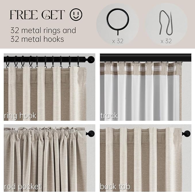 Topfinel 102 Inches Long Blackout Linen Curtains, Soundproofing Pinch Pleated - Image 3