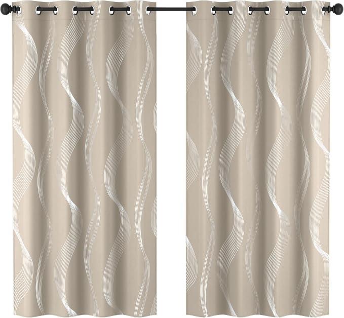 Deconovo Curtains for Living Room, Pattern Blackout Curtains 63 Inches Long | - Image 2