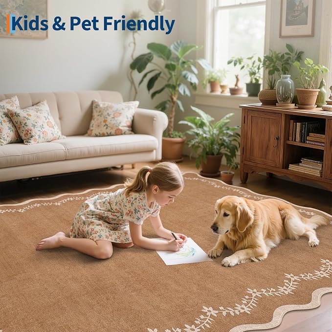 GarveeHome 3x5 Scalloped Washable Area Rug Non Slip Bedroom Entryway Rug | Soft - Image 7