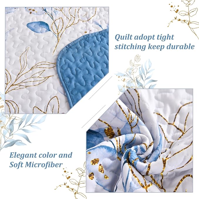 Anibedding King Quilts Set 3 Pieces Botanical Print Bedspread, Aesthetics - Image 5