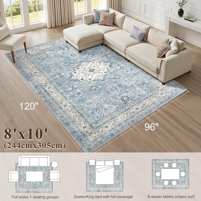 cotiled 8x10 Area Rug for Living Room, Traditional, Dining Room, and Home Office - Image 2