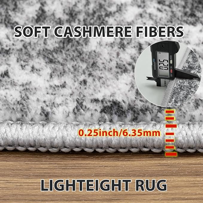 5x7 Area Rugs for Living Room Washable Bedroom Dining Room Black Grey | Modern - Image 6