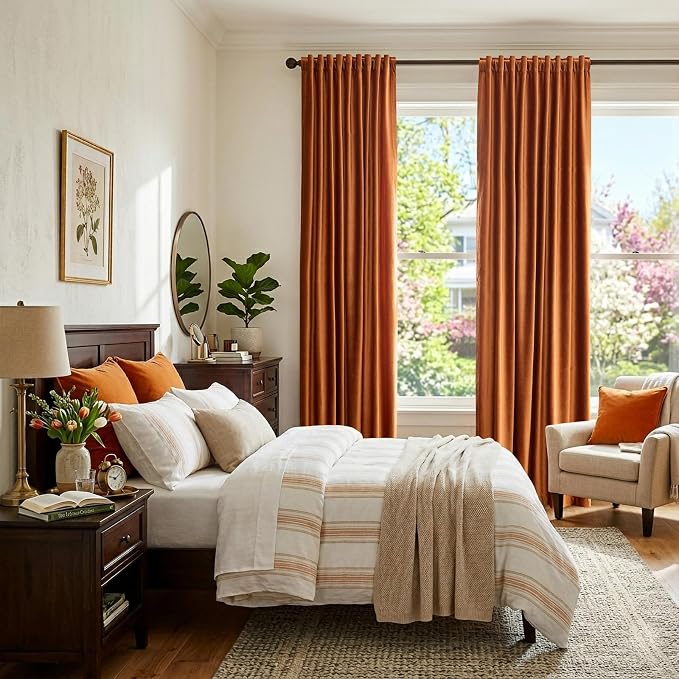 Orange Velvet Curtains 84 inch Long - Image 4