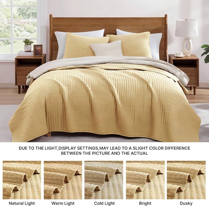 Twin Quilt-Lightweight Bedspreads Yellow Twin Quilt Bedding Set | Soft Coverlet - Image 7