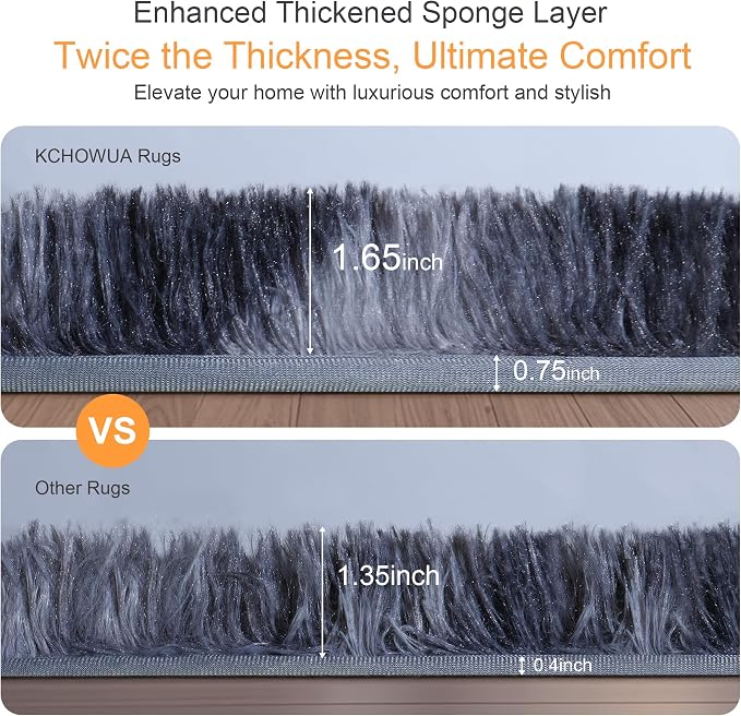 3x5 Thick Tie-dye Dark Grey Fluffy Shag Rug - Image 3
