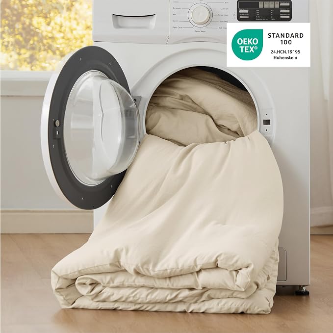 Bedsure Super King Comforter Set, Cream Soft Prewashed Bedding - Image 5