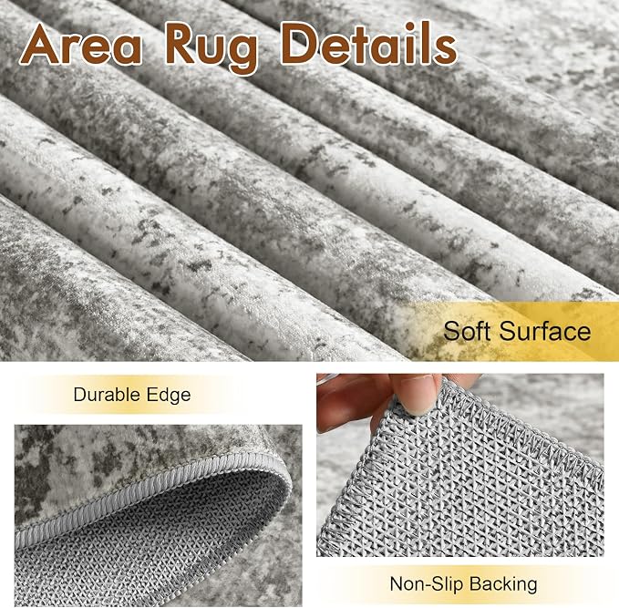 5x7 Ft Abstract Area Rugs for Living Room, Soft Non-Slip Modern Washable Rugs - Image 6