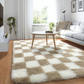 KICMOR 3x5 Rugs for Bedroom Bedside, Soft Fluffy Checkered Shag Area Rug Small by KICMOR