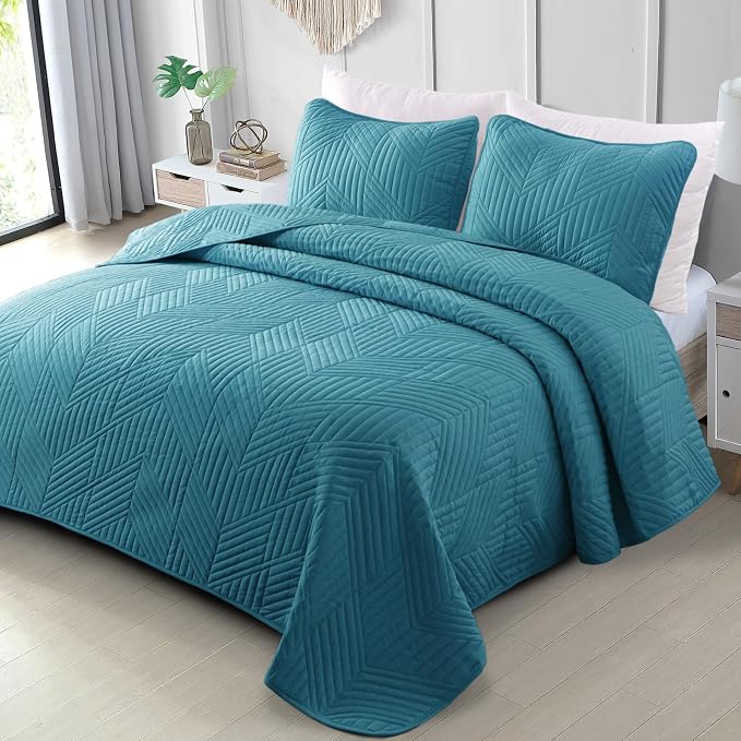 Exclusivo Mezcla California King Quilt Bedding Set, Teal | Lightweight by ExclusivoMezcla