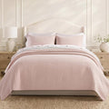 100% Cotton Cross Stitch 3-Piece Quilt Set, Ballet Pink | 100% Cotton, Elegant by EVERGRACEHOME